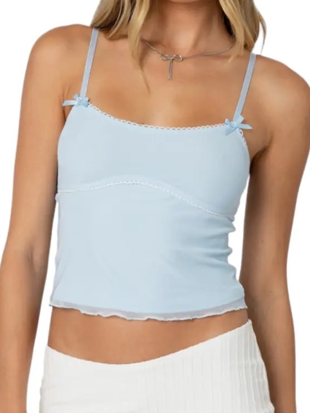 EDIKTED Bethany Stretch Mesh Camisole Blue